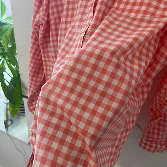 J. Crew Burnt Orange & White Gingham Print Long Sleeve Button Up Size 2X - Picture 3 of 7